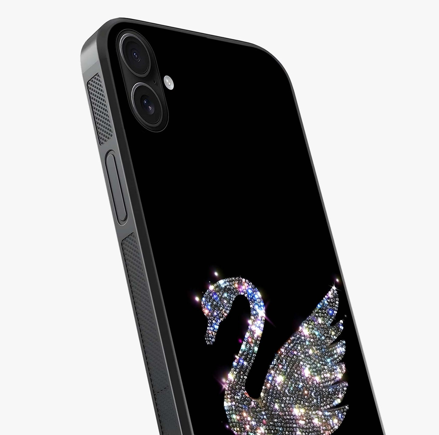 Starlit Swan Grace Glass Case captured at a warm angle highlighting gloss, texture and premium glass finish.