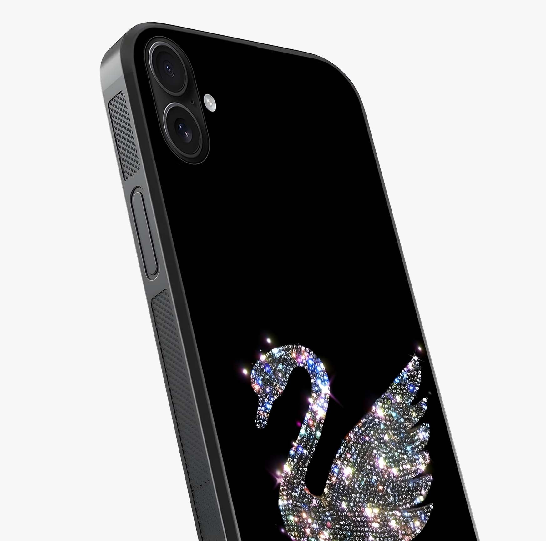 Starlit Swan Grace Glass Case captured at a warm angle highlighting gloss, texture and premium glass finish.