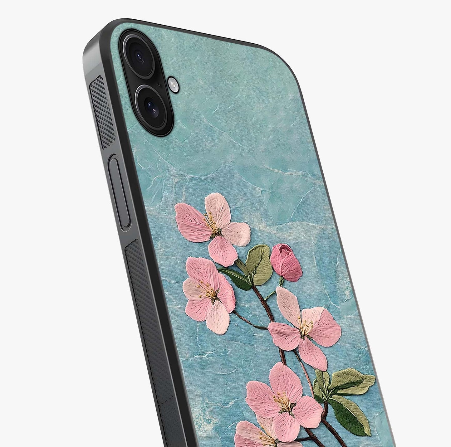 Threaded Blossom Breeze Glass Case captured at a warm angle highlighting gloss, texture and premium glass finish.