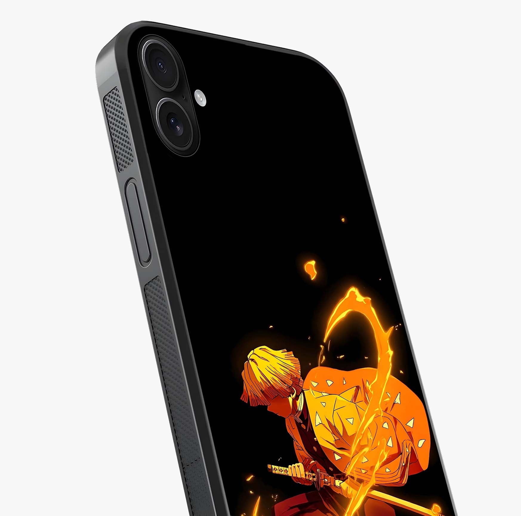 Thunder Flame Execution Glass Case captured at a warm angle highlighting gloss, texture and premium glass finish.