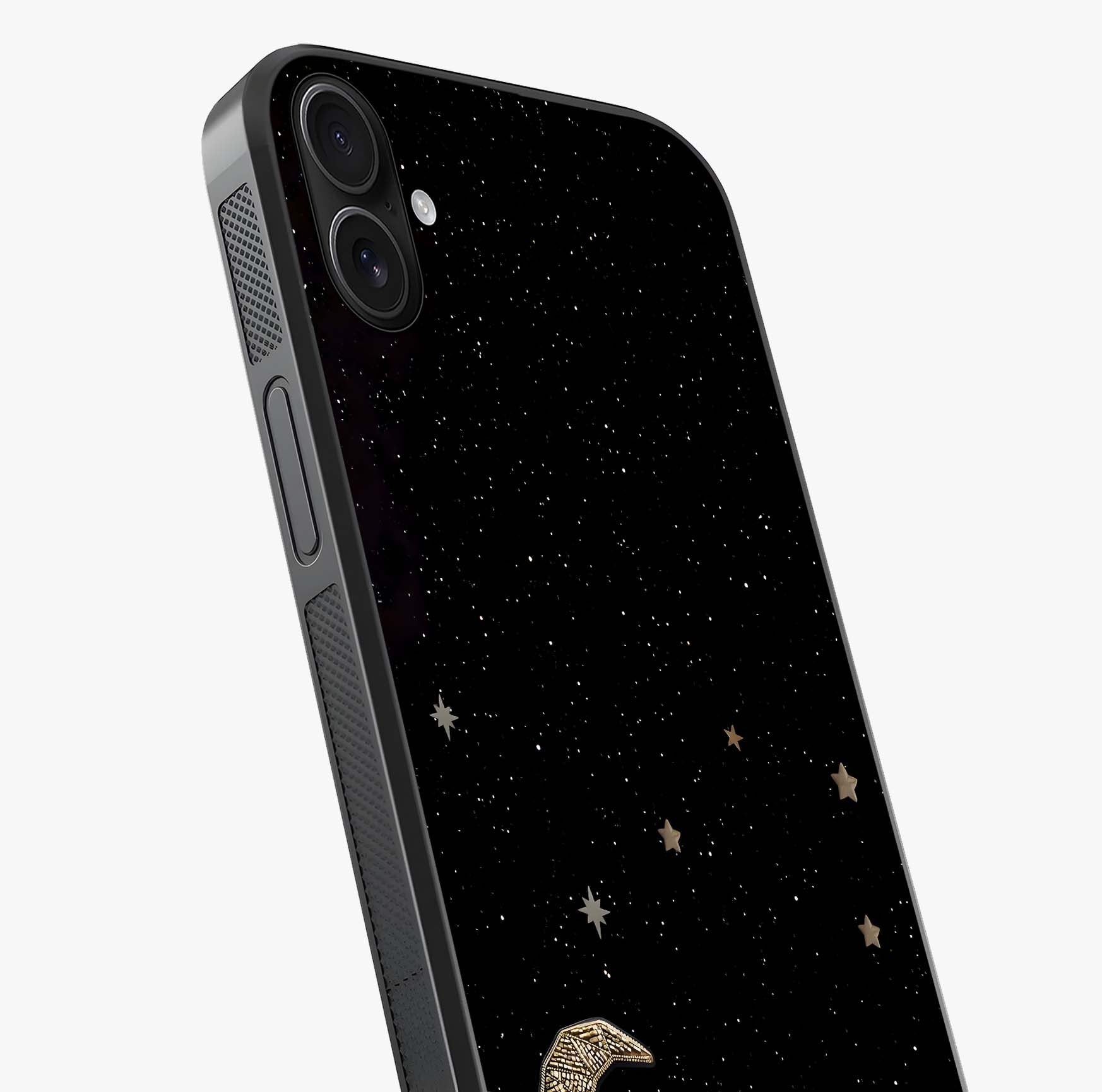 Twinkle Star With Half Moon Glass Case captured at a warm angle highlighting gloss, texture and premium glass finish.