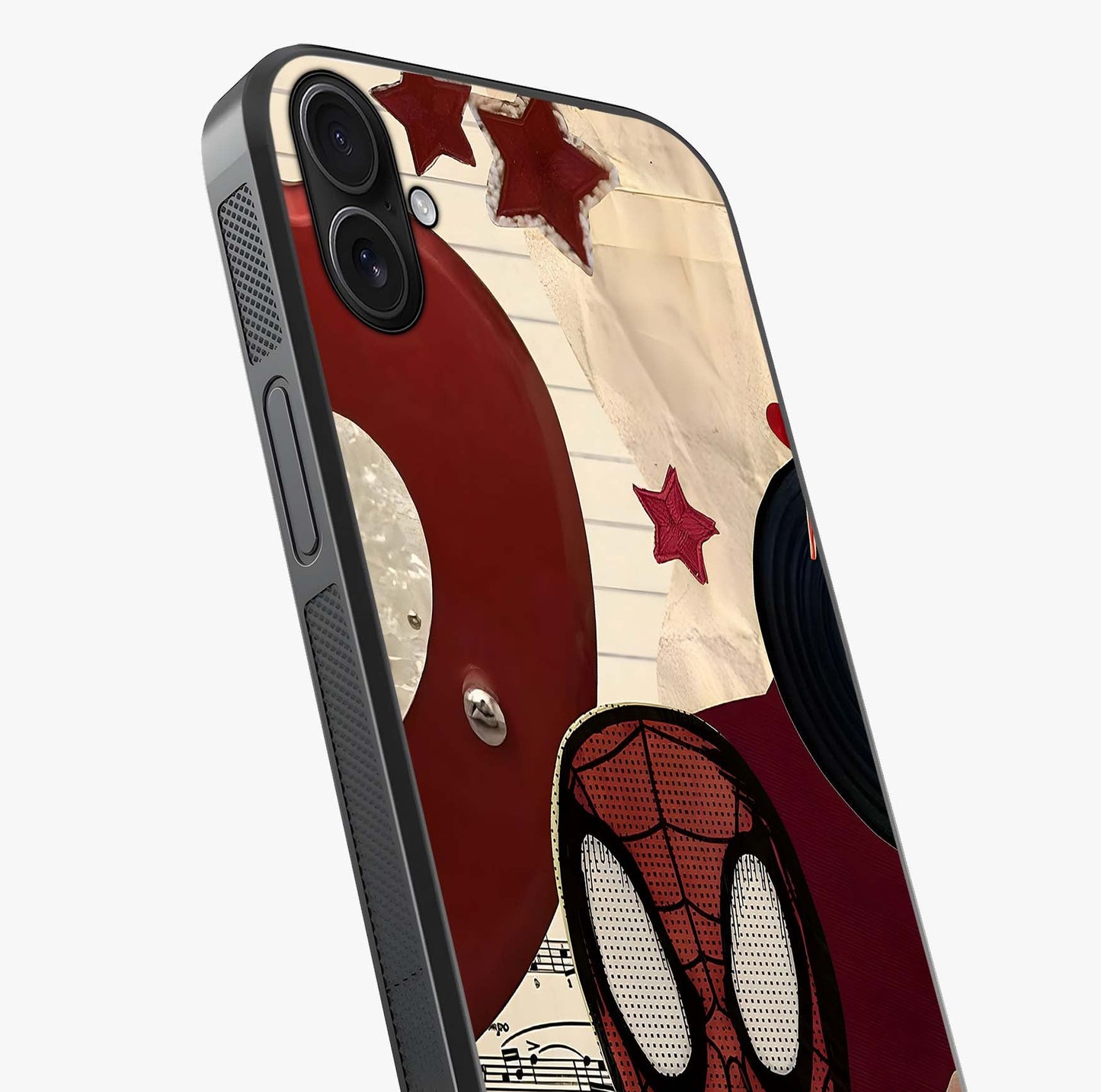 Web Warrior Vibes Glass Case captured at a warm angle highlighting gloss, texture and premium glass finish.