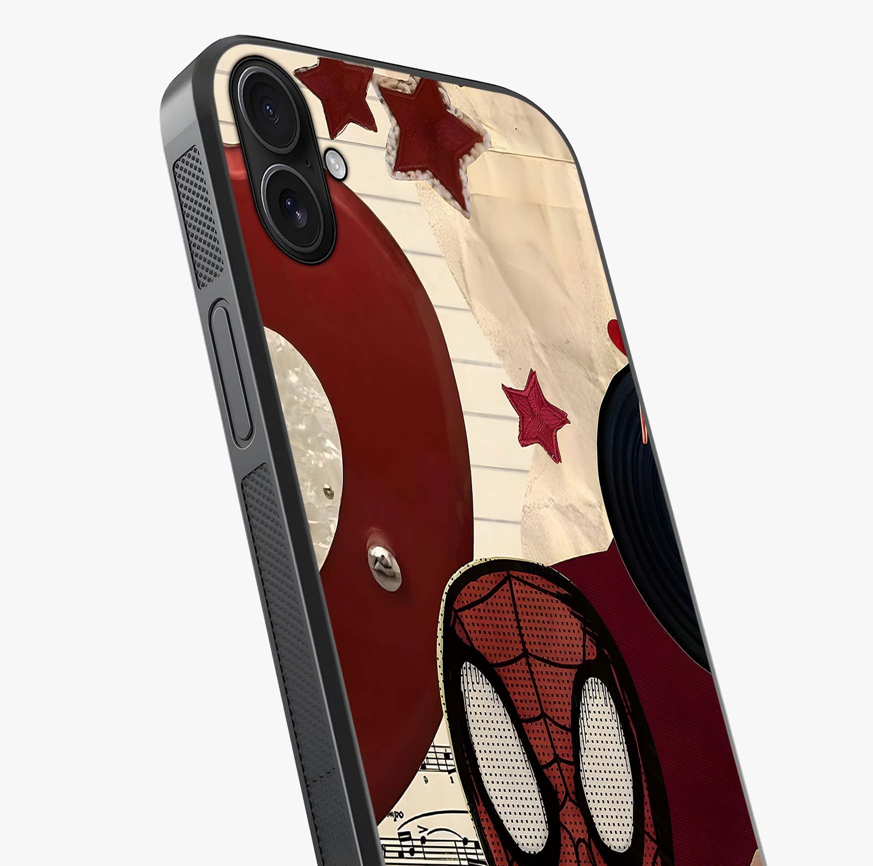 Web Warrior Vibes Glass Case captured at a warm angle highlighting gloss, texture and premium glass finish.