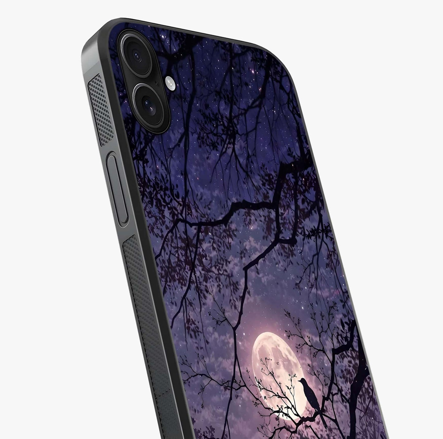 Whispering Moon Silence Glass Case captured at a warm angle highlighting gloss, texture and premium glass finish.