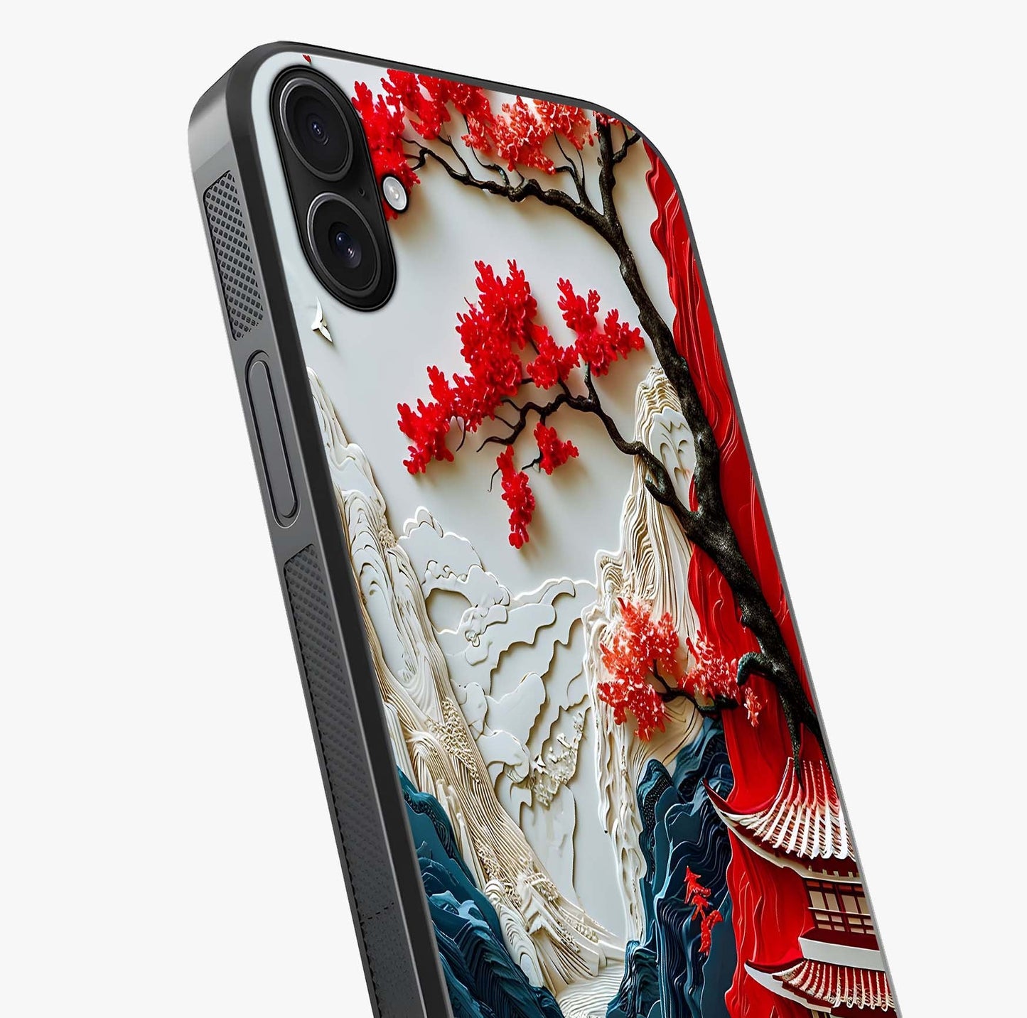 Whispers Of Sakura Waves Glass Case captured at a warm angle highlighting gloss, texture and premium glass finish.