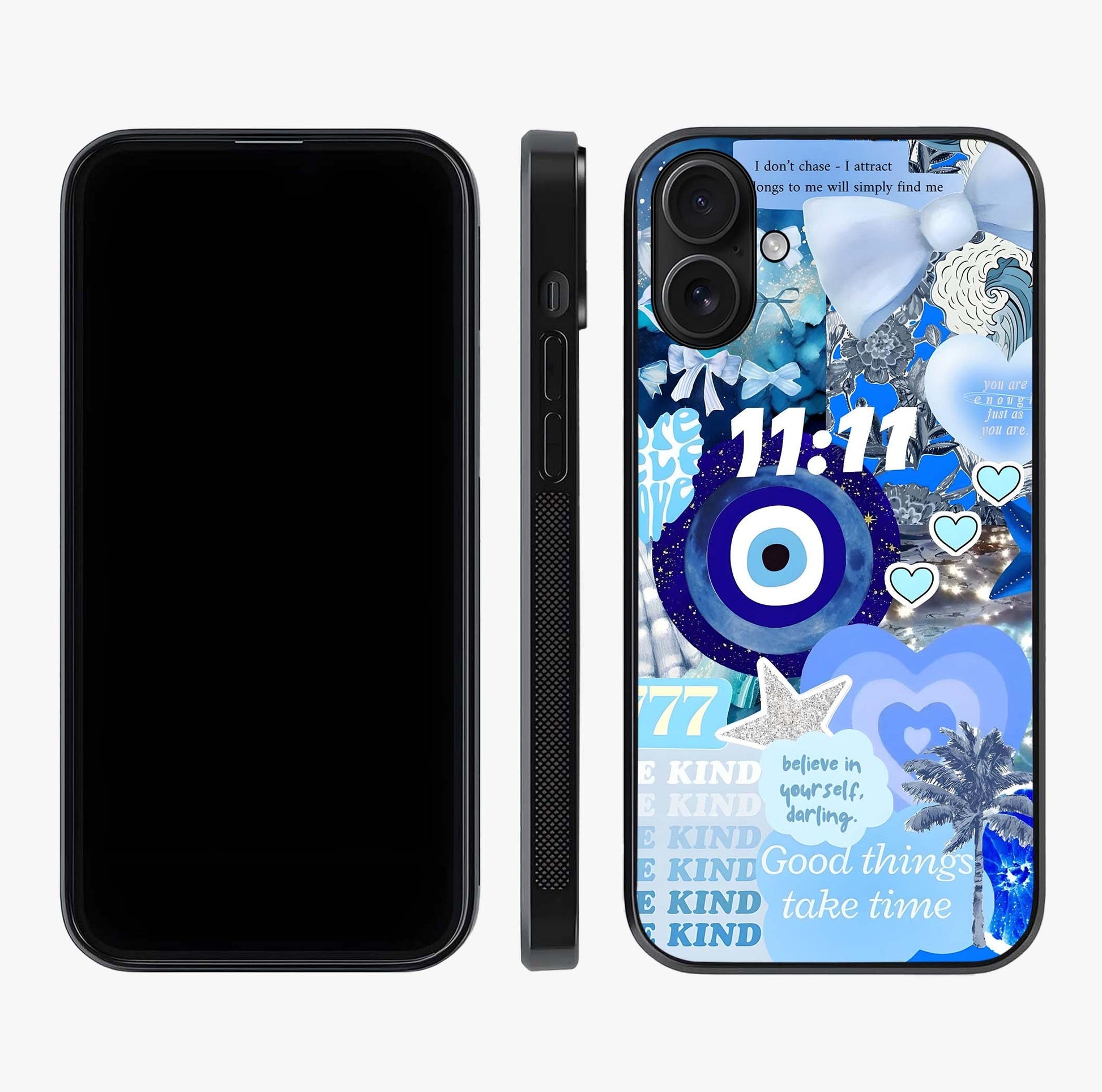 Aesthetic Be Kind Eye Glass Case displayed upright for full design visibility and premium finish.