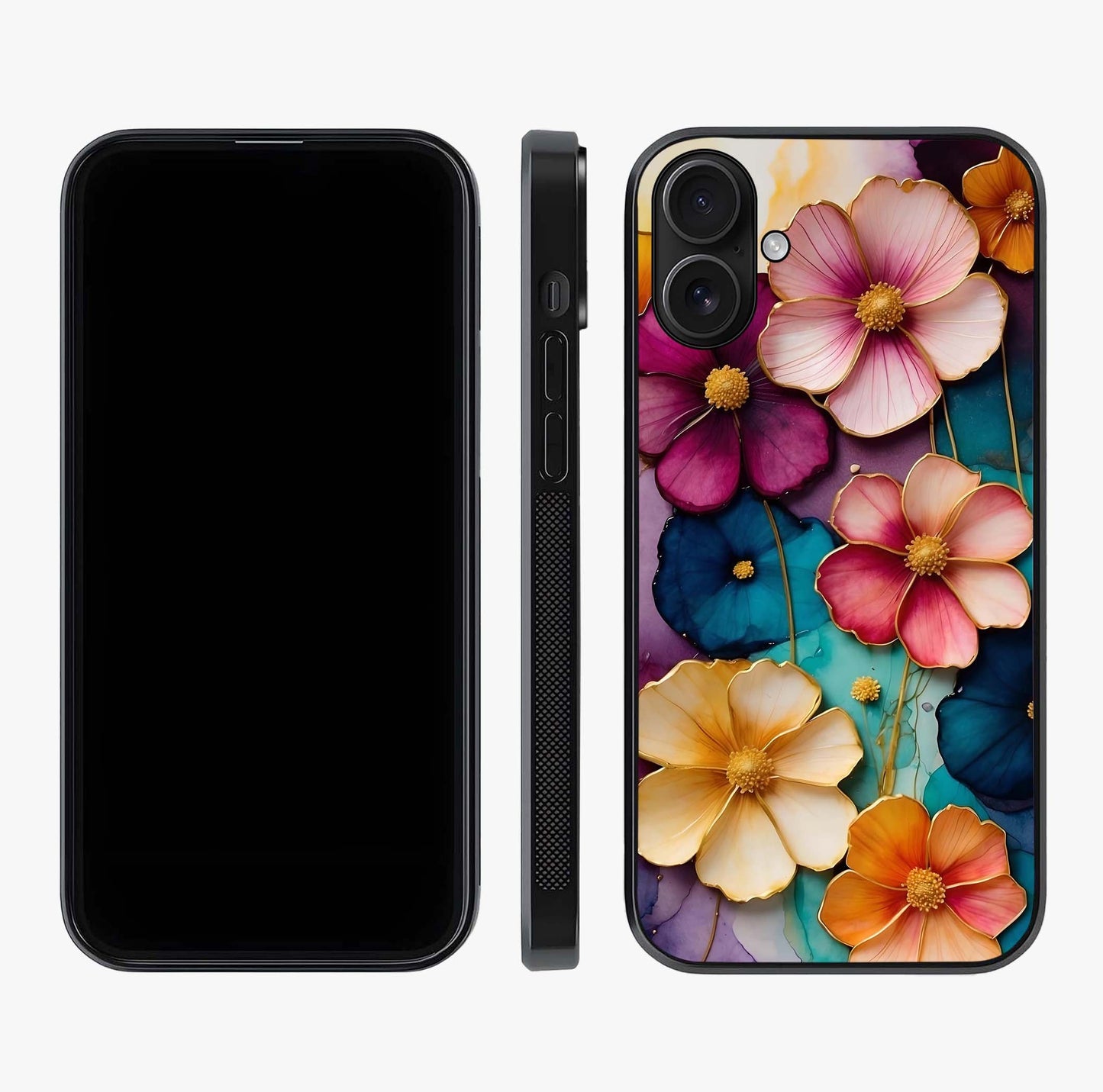 Artlyn Grace Flower Pattern Glass Case displayed upright for full design visibility and premium finish.