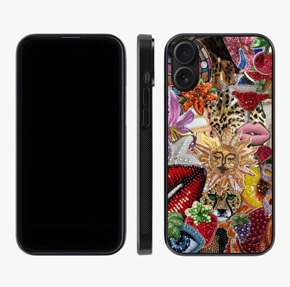 Beaded Fashion Jungle Glass Case displayed upright for full design visibility and premium finish.