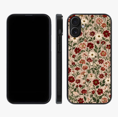 Biege Flower With Leaf Glass Case displayed upright for full design visibility and premium finish.