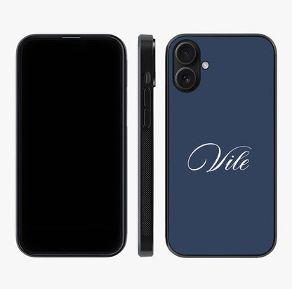 Blue Background Personalized Custom Name Glass Case displayed upright for full design visibility and premium finish.