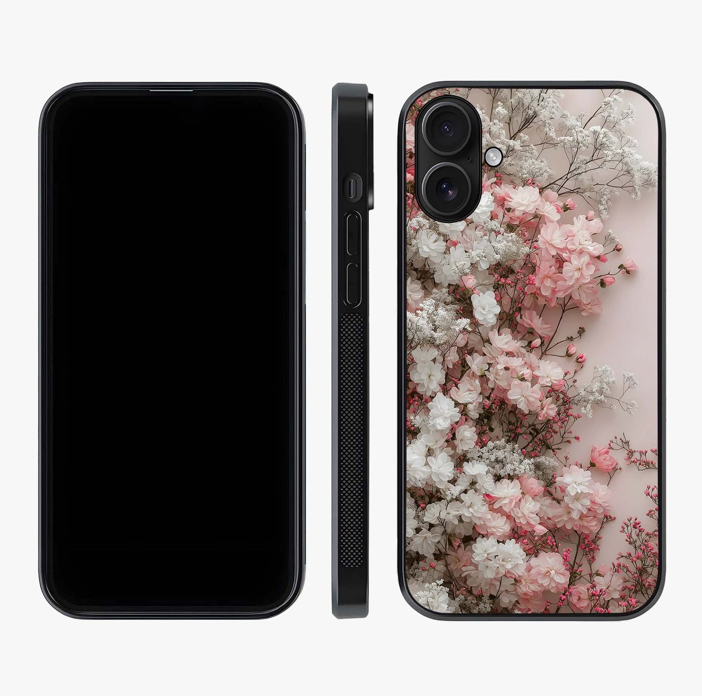 Blush Blossom Cloud Glass Case displayed upright for full design visibility and premium finish.