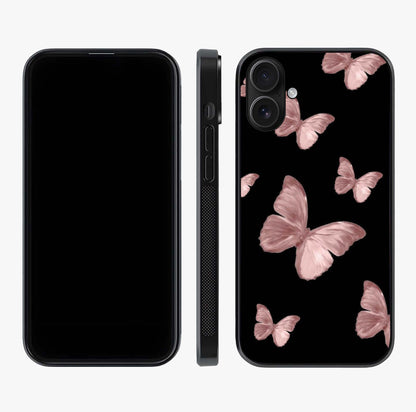 Butterfly Pattern Glass Case displayed upright for full design visibility and premium finish.