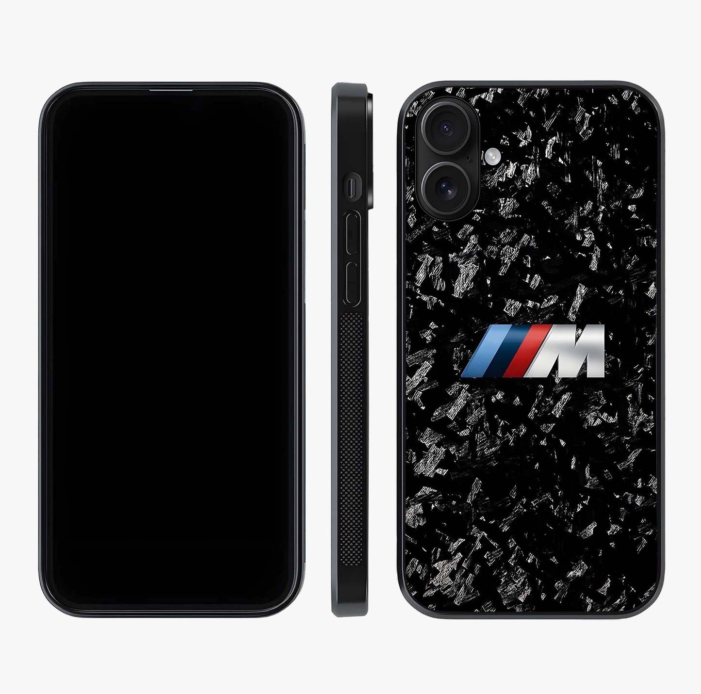 Carbon Speed Mark Glass Case displayed upright for full design visibility and premium finish.
