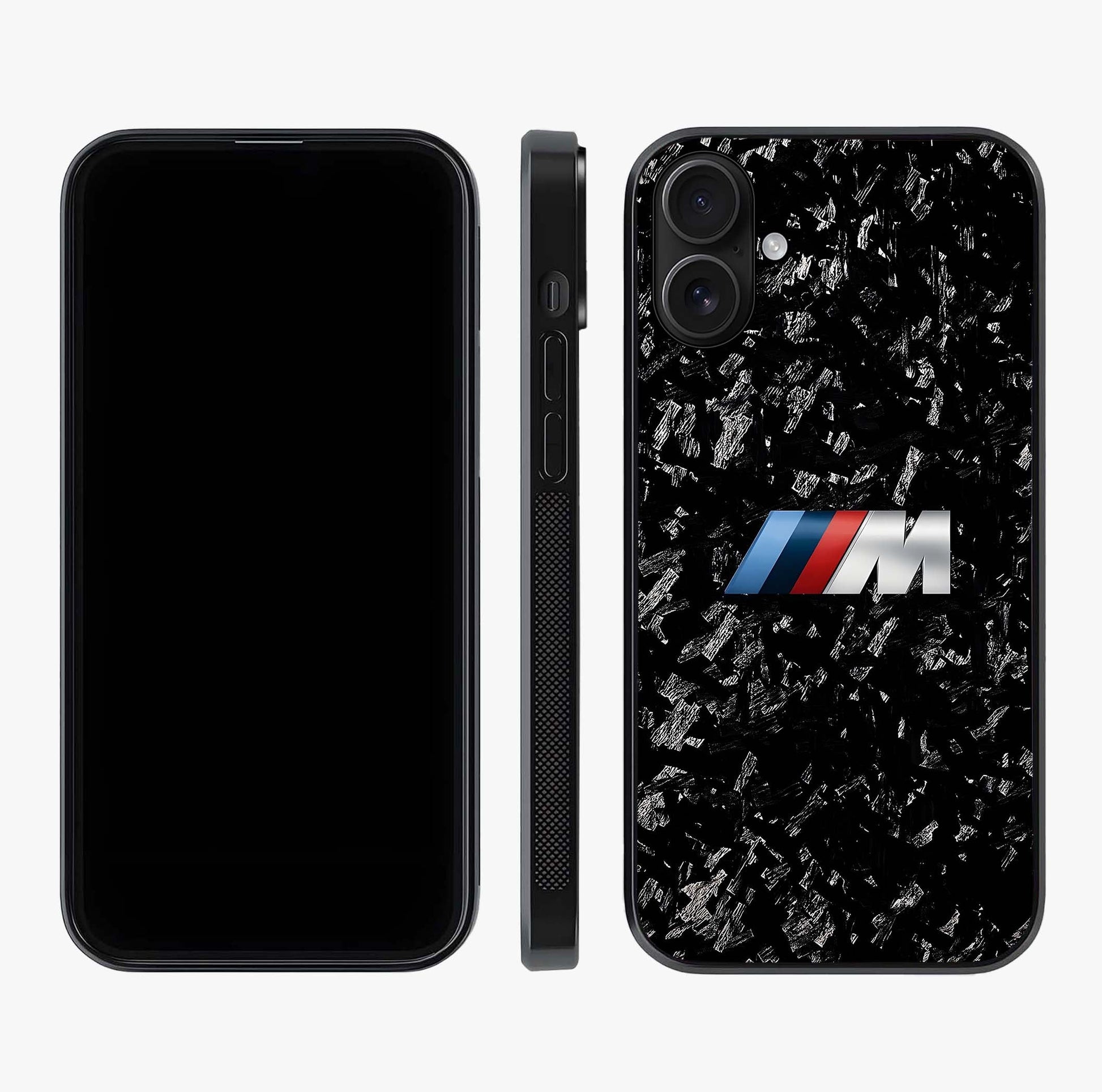 Carbon Speed Mark Glass Case displayed upright for full design visibility and premium finish.