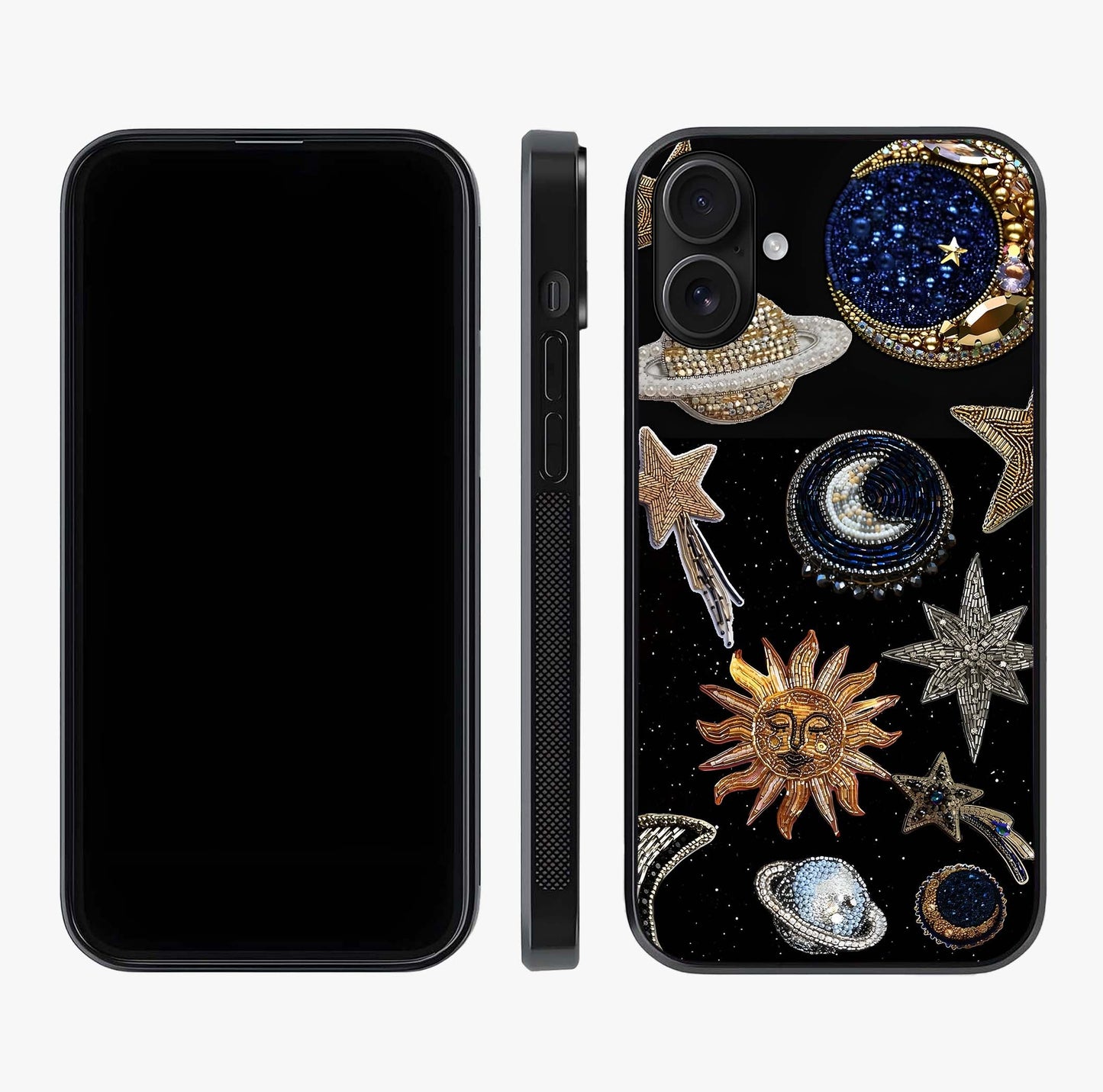 Celestial Gem Constellations Glass Case displayed upright for full design visibility and premium finish.