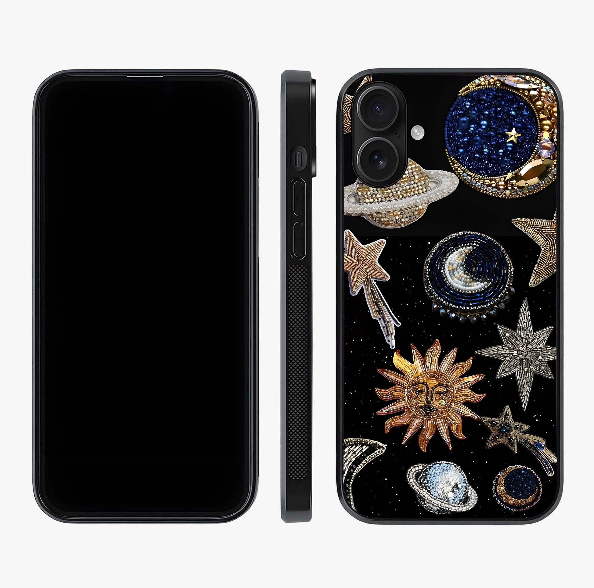 Celestial Gem Constellations Glass Case displayed upright for full design visibility and premium finish.