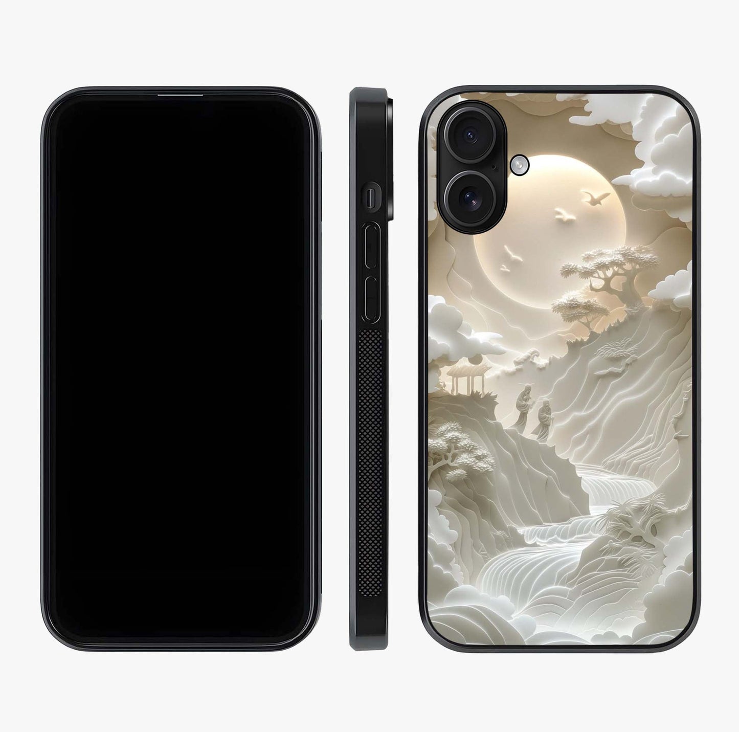 Celestial Origami Glass Case displayed upright for full design visibility and premium finish.