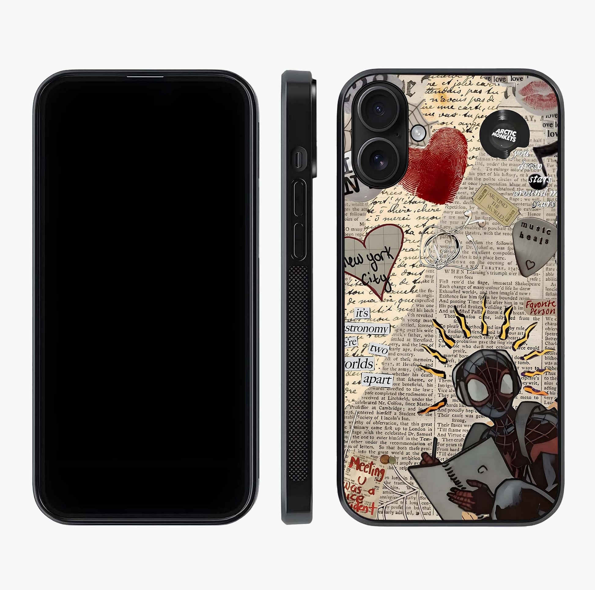 City Dream Sketch Glass Case displayed upright for full design visibility and premium finish.