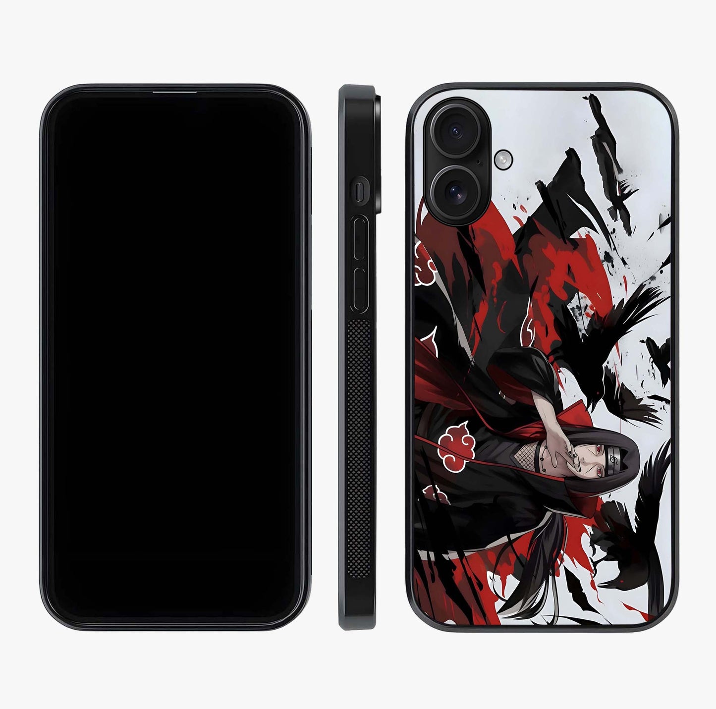 Crimson Crow Illusion Glass Case displayed upright for full design visibility and premium finish.