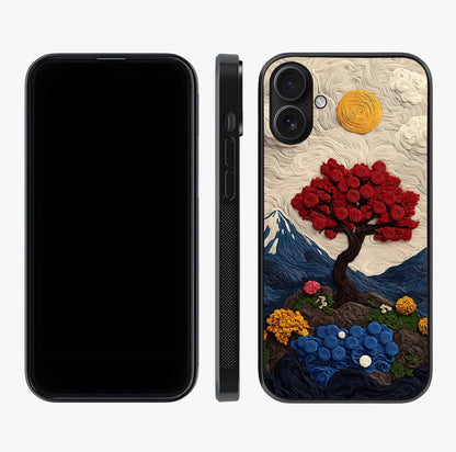 Eternal Nature Tapestry Glass Case displayed upright for full design visibility and premium finish.