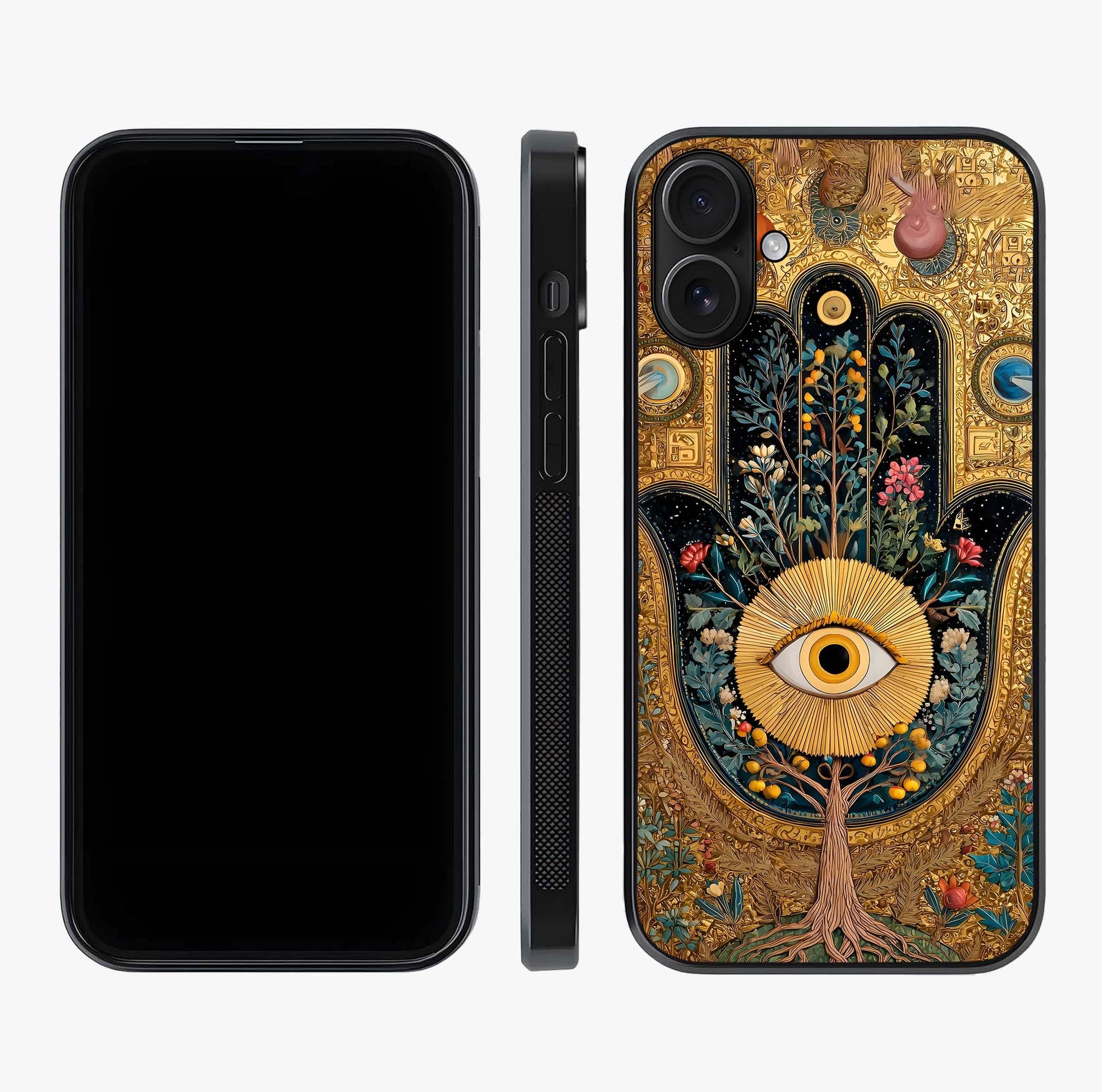 Ethereal Evil Eye Glass Case displayed upright for full design visibility and premium finish.