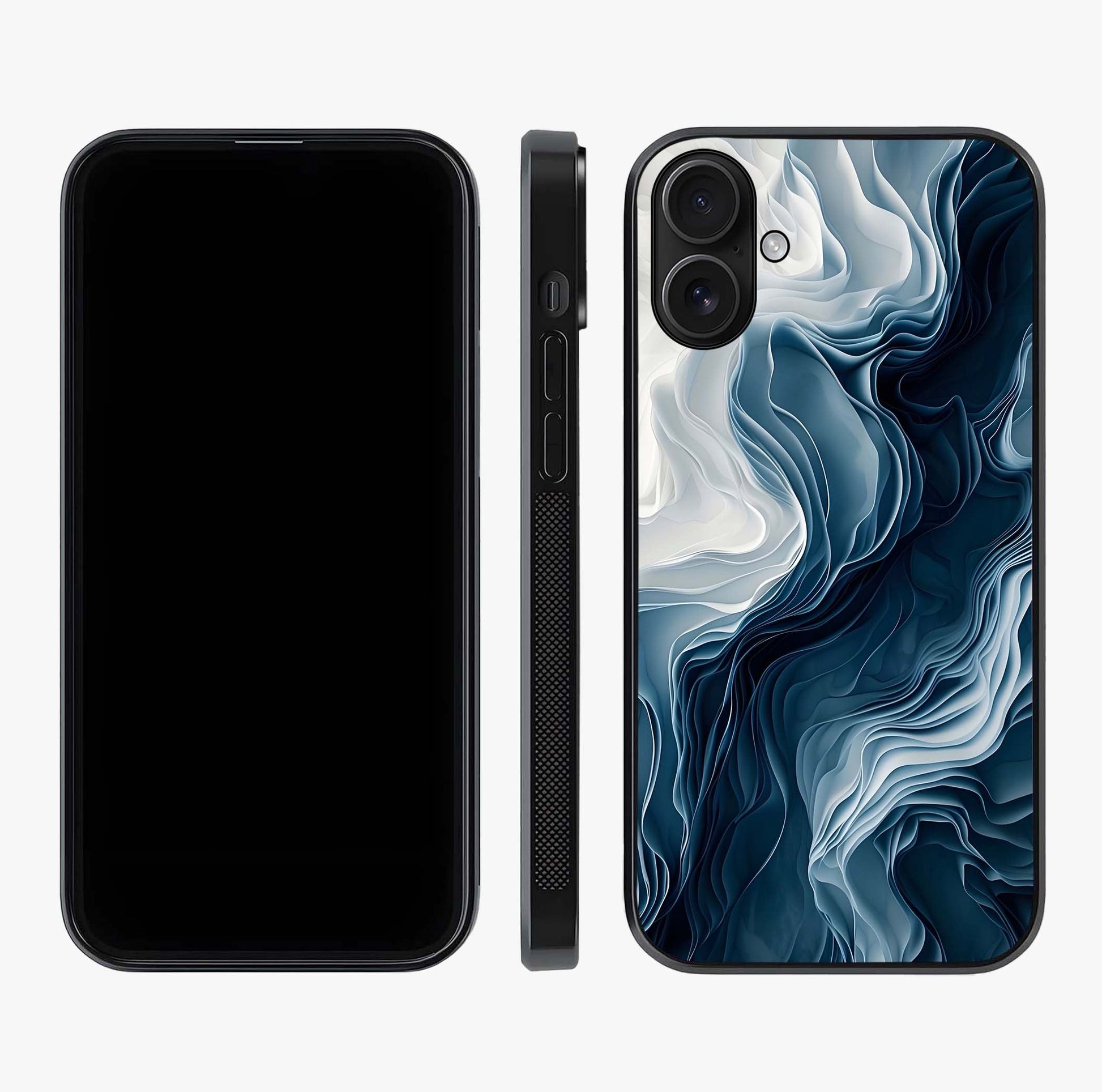 Ethereal Paper Marble Glass Case displayed upright for full design visibility and premium finish.