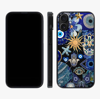 Evil Eye Charm Mix Glass Case displayed upright for full design visibility and premium finish.