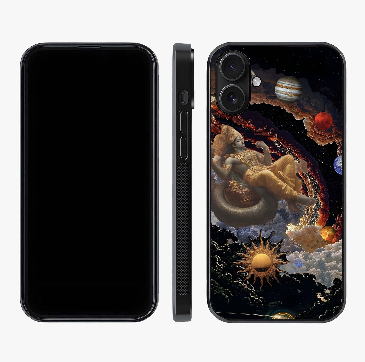 Galactic Divine God Glass Case displayed upright for full design visibility and premium finish.