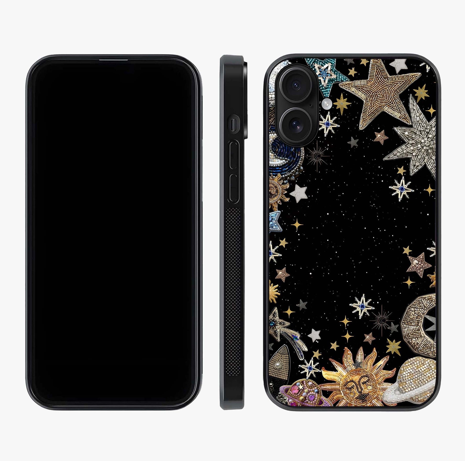Galactic Jewel Stars Glass Case displayed upright for full design visibility and premium finish.