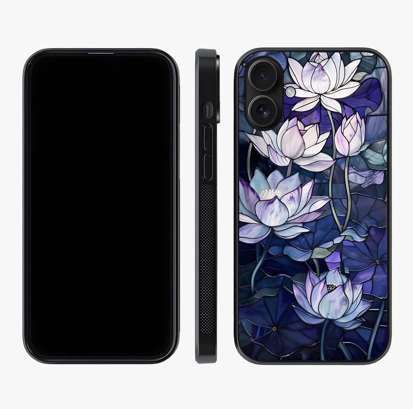 Gloss Petal Rush Glass Case displayed upright for full design visibility and premium finish.