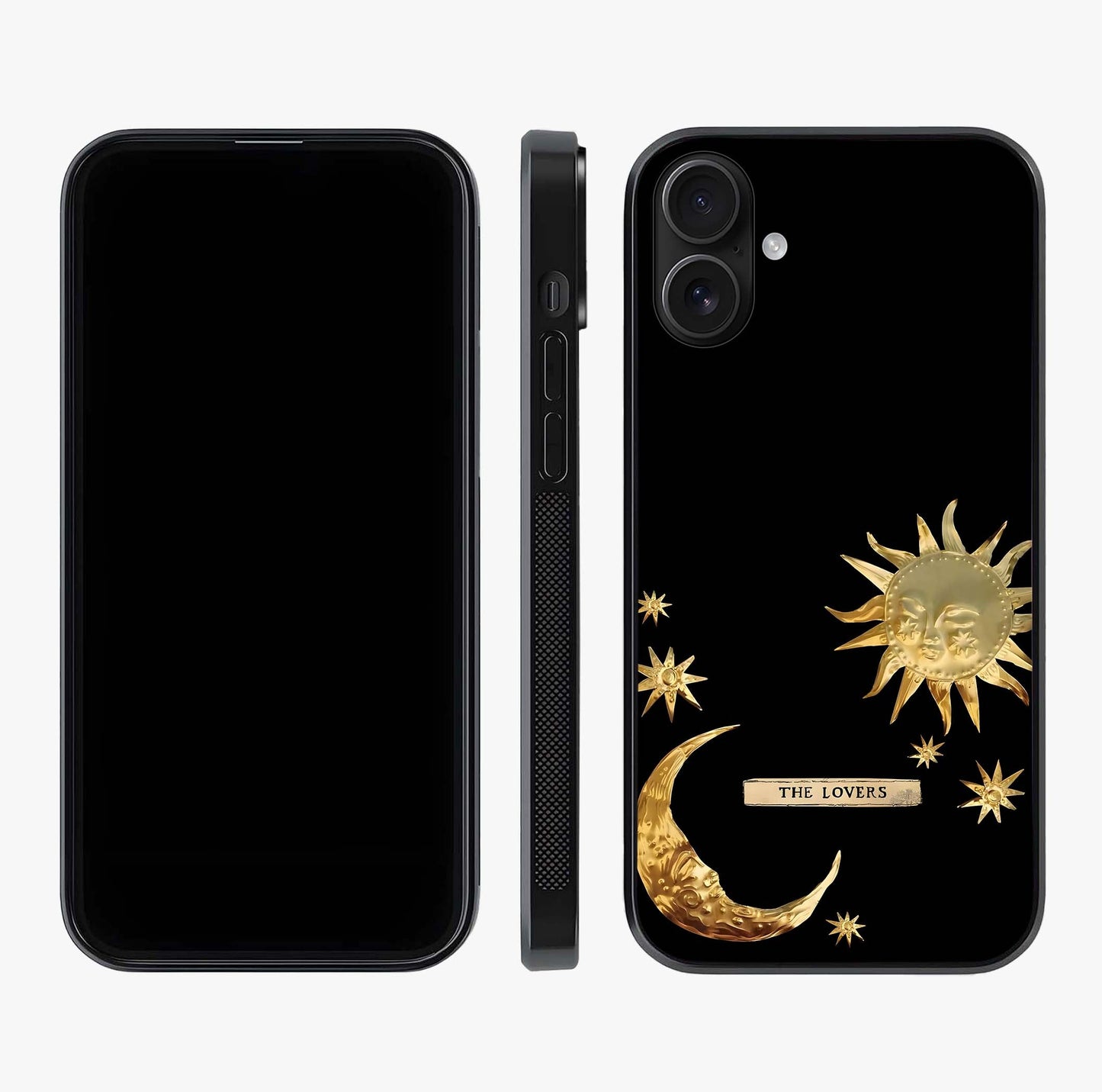 Gold Sun Blush Glass Case displayed upright for full design visibility and premium finish.