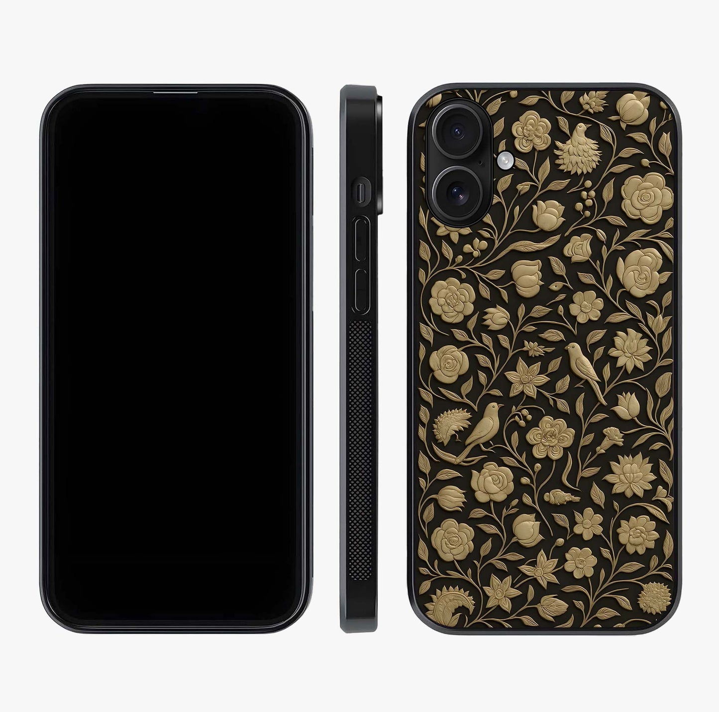 Golden Evil Eye Mandala Glass Case displayed upright for full design visibility and premium finish.