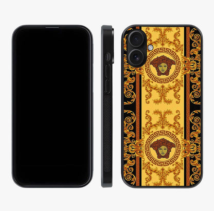Golden Lotus Glow Glass Case displayed upright for full design visibility and premium finish.