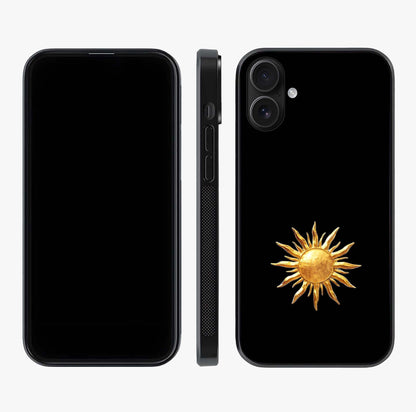 Golden Sun Majesty Glass Case displayed upright for full design visibility and premium finish.