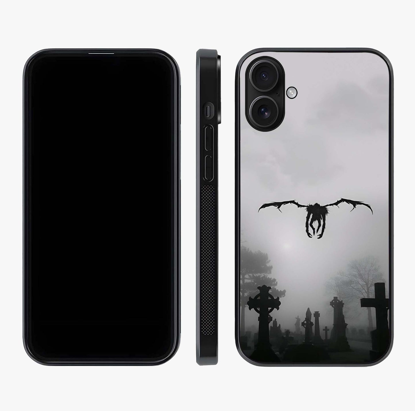 Graveyard Shadow Descent Glass Case displayed upright for full design visibility and premium finish.