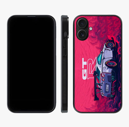 GT R Car Pattern Glass Case displayed upright for full design visibility and premium finish.