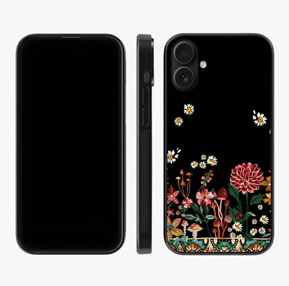 Midnight Bloom Pattern Glass Case displayed upright for full design visibility and premium finish.