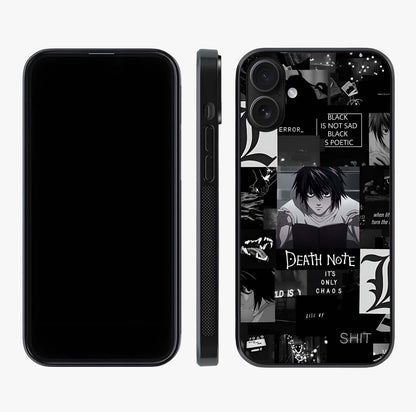 Midnight Chaos Mind Glass Case displayed upright for full design visibility and premium finish.