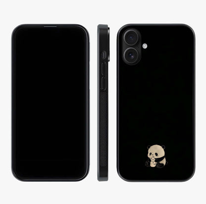 Midnight Panda Love Glass Case displayed upright for full design visibility and premium finish.