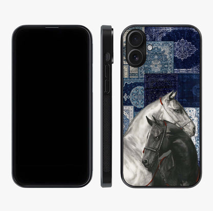 Midnight Stallion Blues Glass Case displayed upright for full design visibility and premium finish.