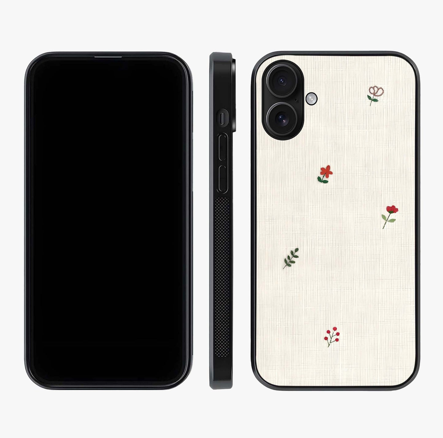 Minimalistic Blue With White Flower Pattern Glass Case displayed upright for full design visibility and premium finish.