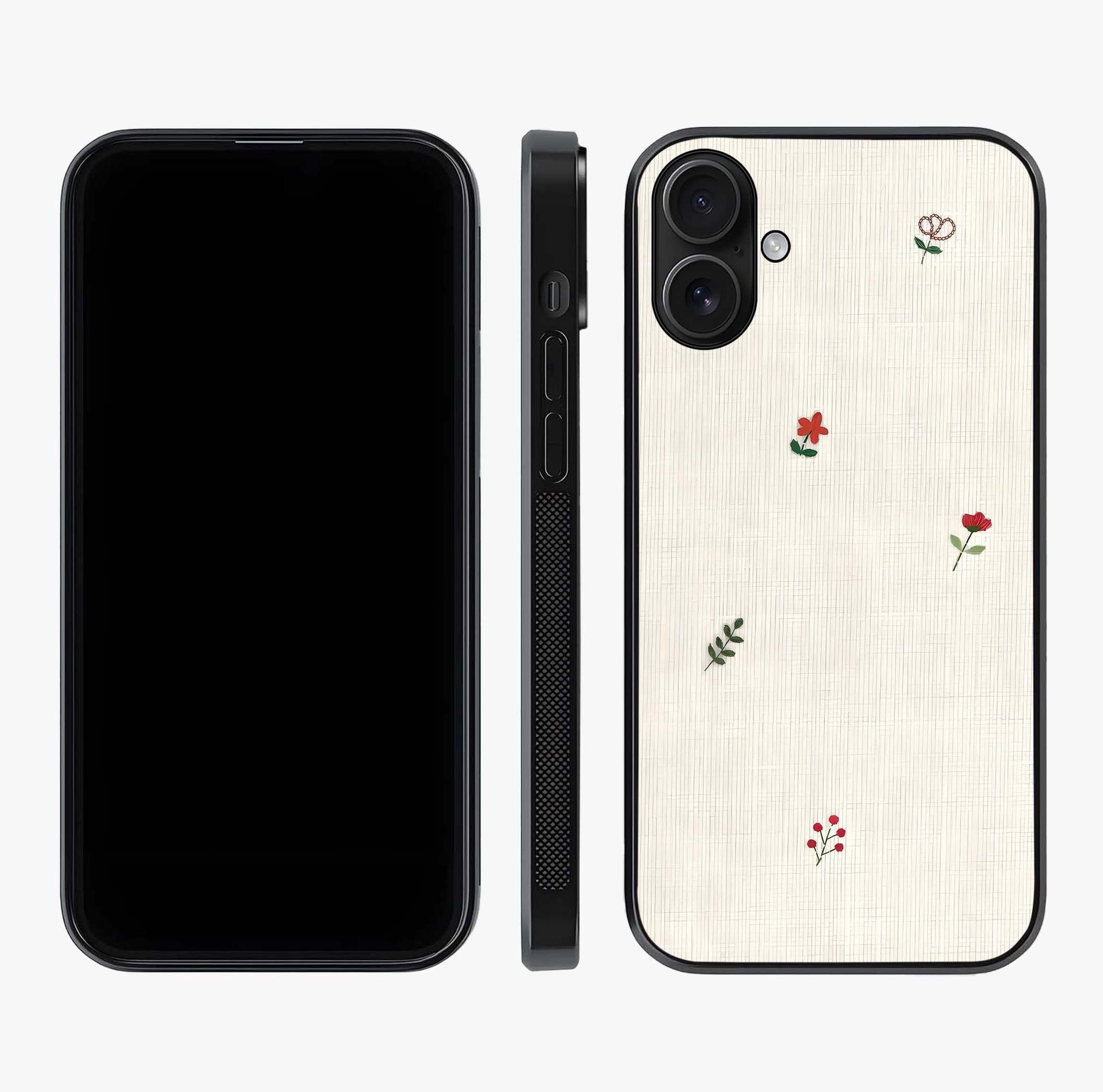 Minimalistic Blue With White Flower Pattern Glass Case displayed upright for full design visibility and premium finish.