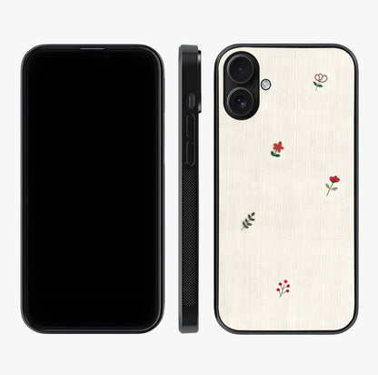 Minimalistic Blue With White Flower Pattern Glass Case displayed upright for full design visibility and premium finish.