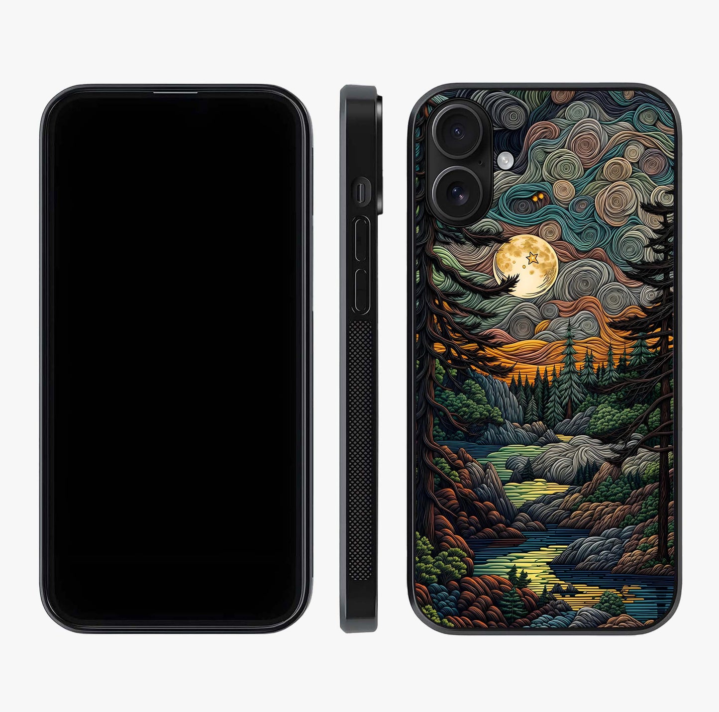 Moonlight Forest Dream Glass Case displayed upright for full design visibility and premium finish.