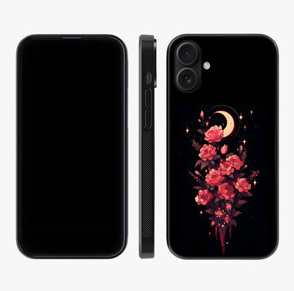 Moonlit Floral Elegance Glass Case displayed upright for full design visibility and premium finish.