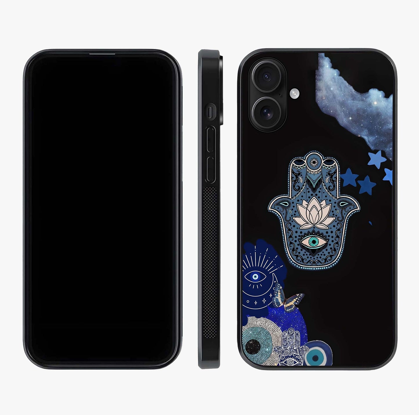 Mystic Hand Aura Glass Case displayed upright for full design visibility and premium finish.