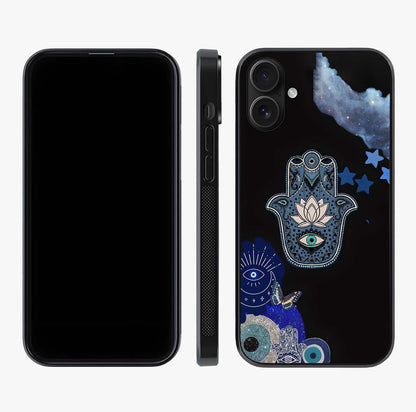 Mystic Hand Aura Glass Case displayed upright for full design visibility and premium finish.