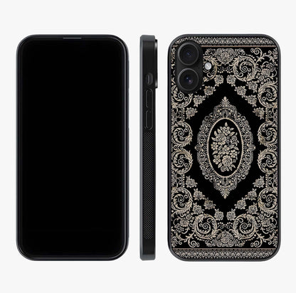 Noir Bloom Elegance Glass Case displayed upright for full design visibility and premium finish.