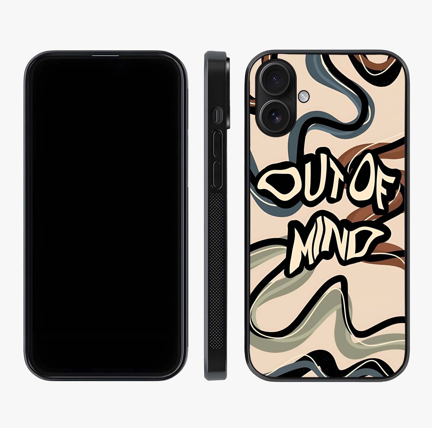 Out Of Mind Glass Case displayed upright for full design visibility and premium finish.