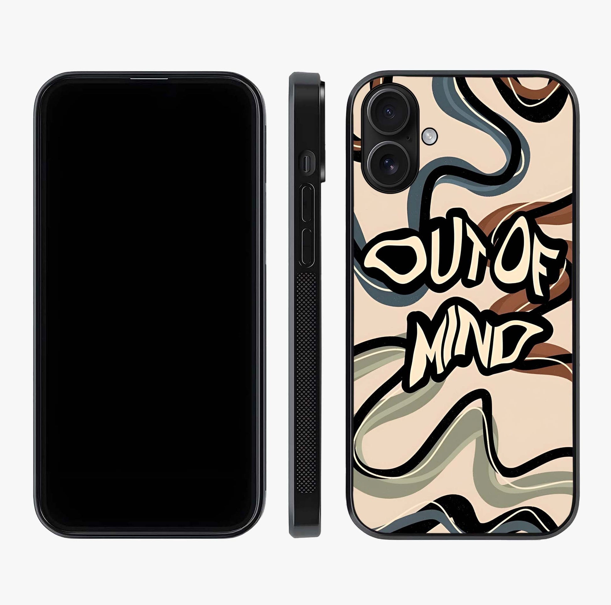 Out Of Mind Glass Case displayed upright for full design visibility and premium finish.